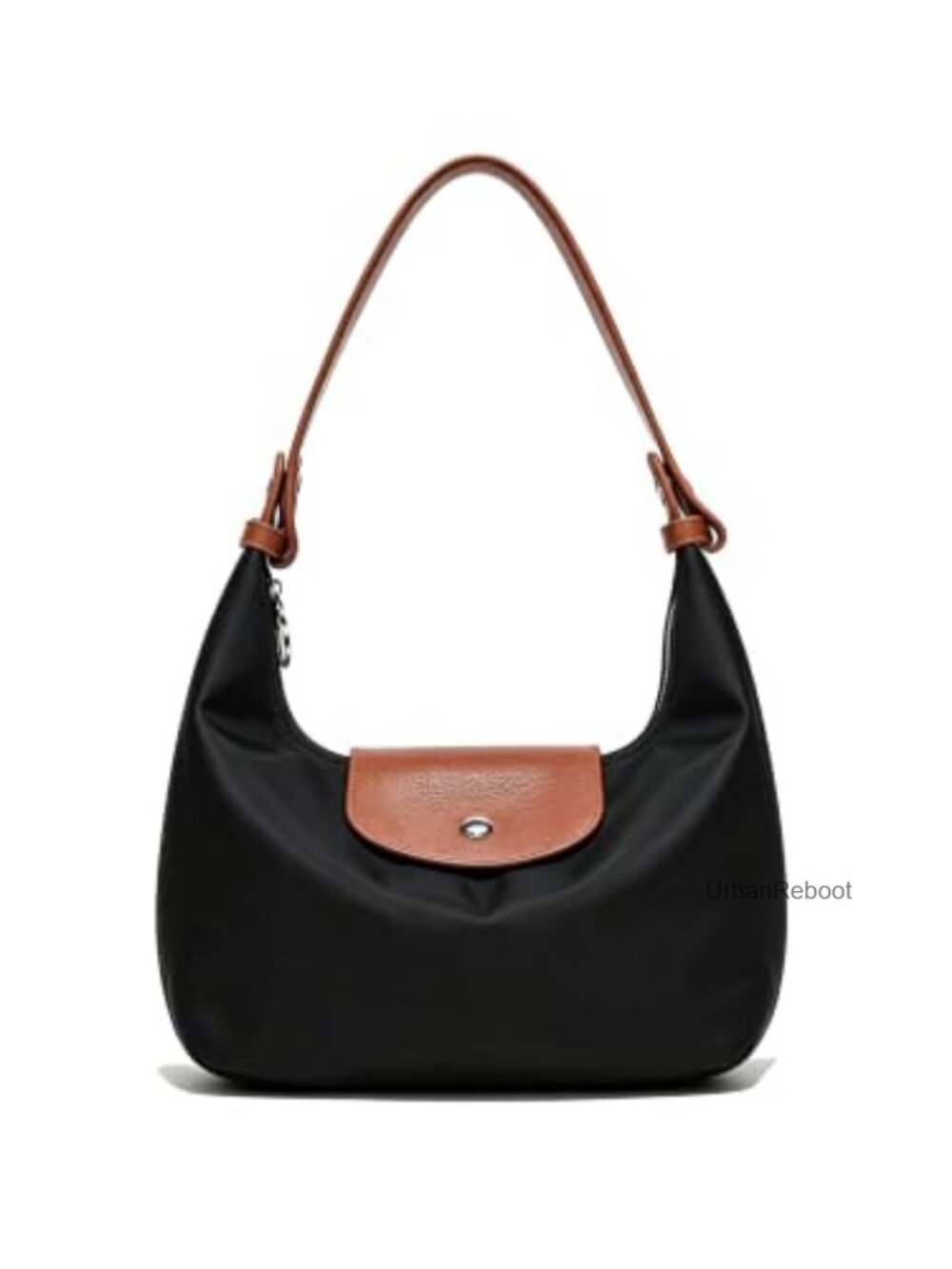 Mini Nylon Crossbody Bag Vegan Leather Trim 3-in-1 Convertible Shoulder Hobo